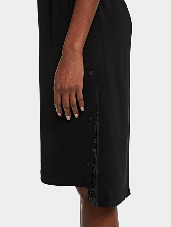 Black sports dress with buttons and logo details - 2