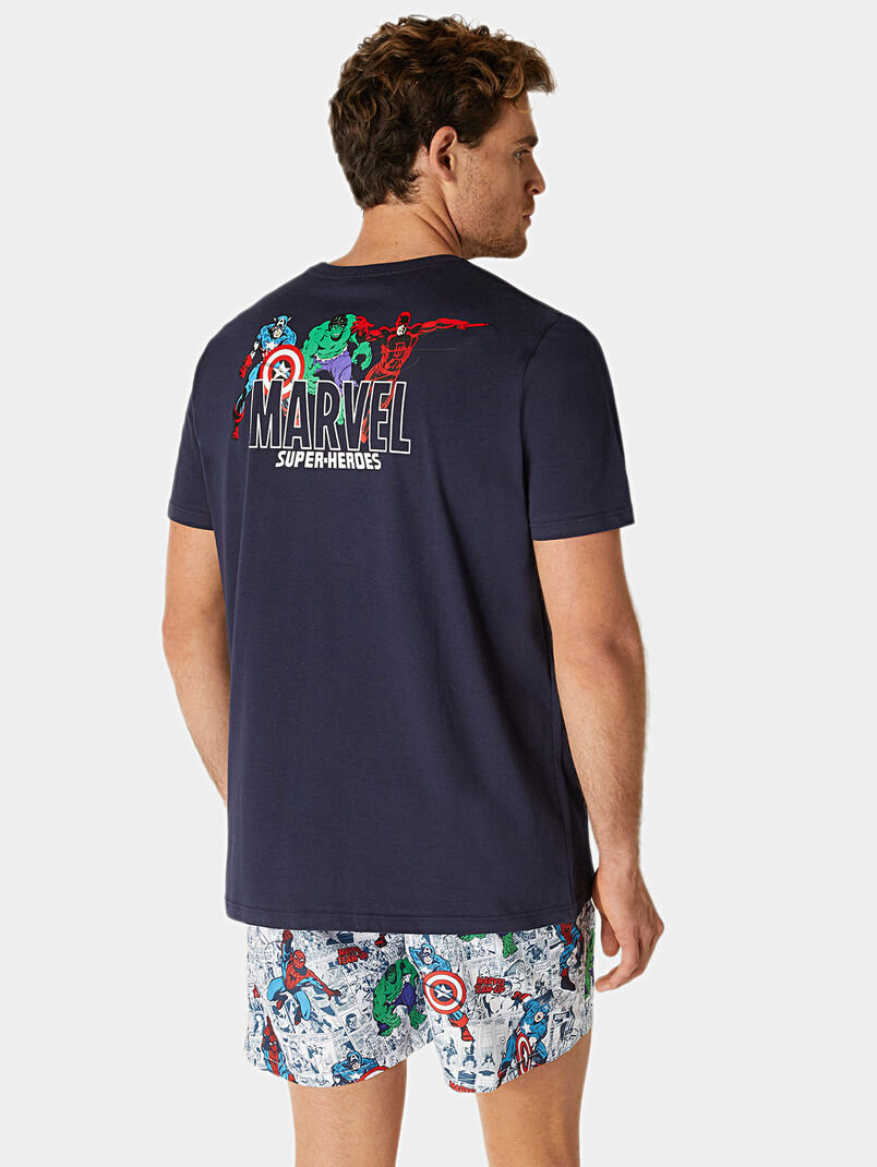 Navy Т-shirt with print  - 3