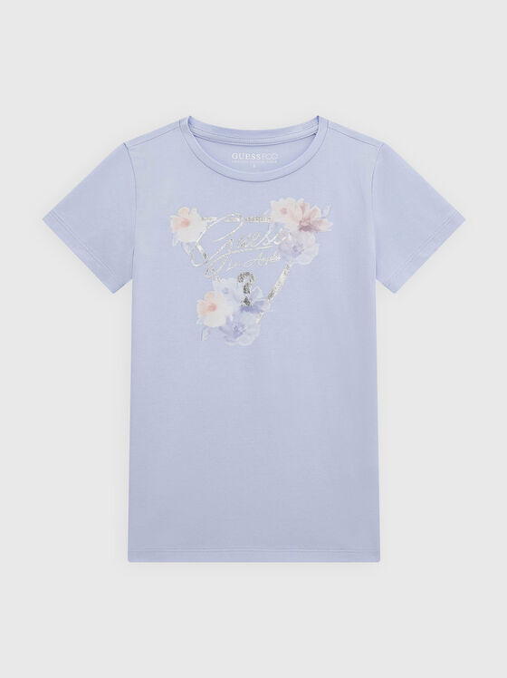 Cotton T-shirt with floral print and logo - 1