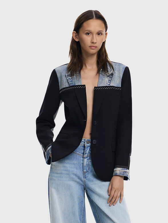 Jacket with contrasting denim details  - 1