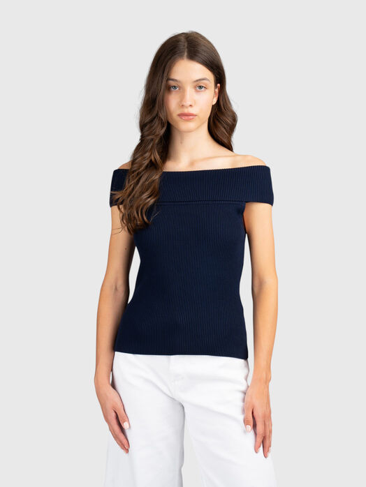 Slim-fit sweater with bare shoulders