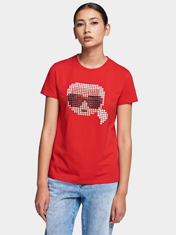 Cotton T-shirt with pixelated logo - 1