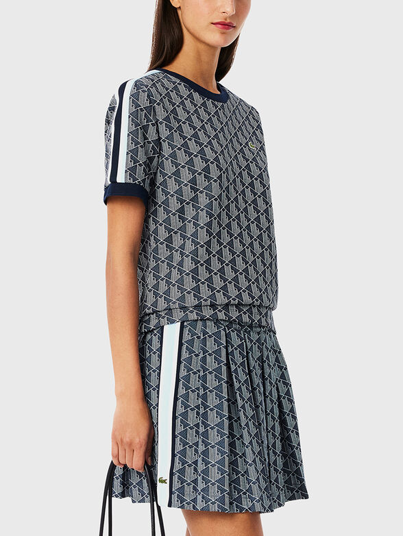T-shirt with monogram print and oval neckline - 1