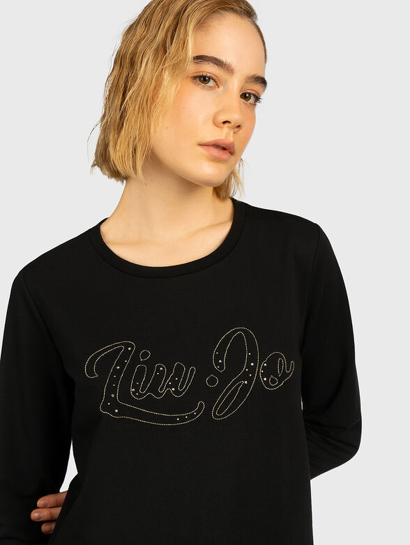 Sweatshirt with rhinestone logo - 2