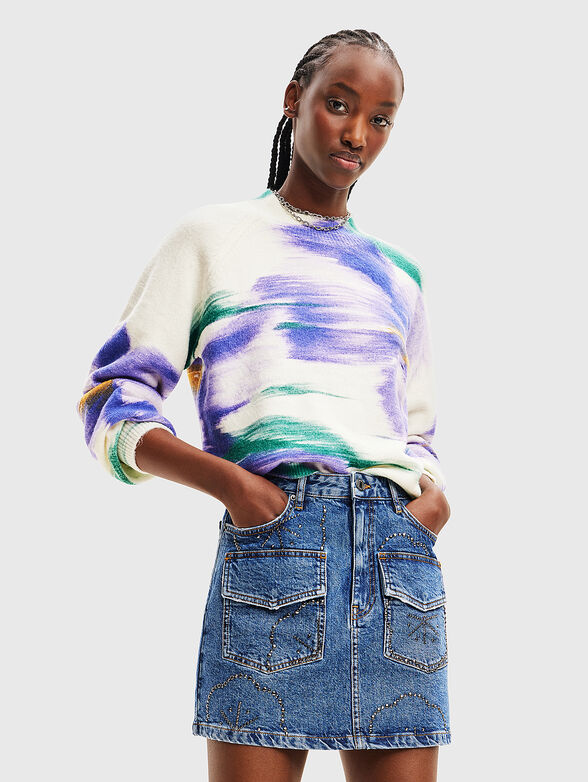 Sweater with multicolored print - 1