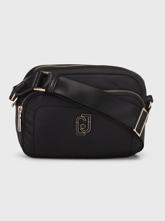 Черна кросбоди чанта с лого детайл - 1