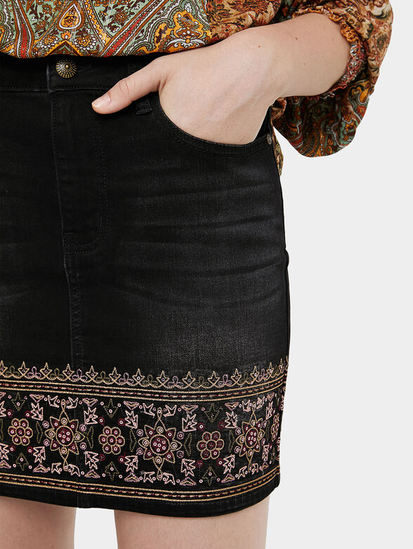 DELHI Denim skirt with embroidery - 5