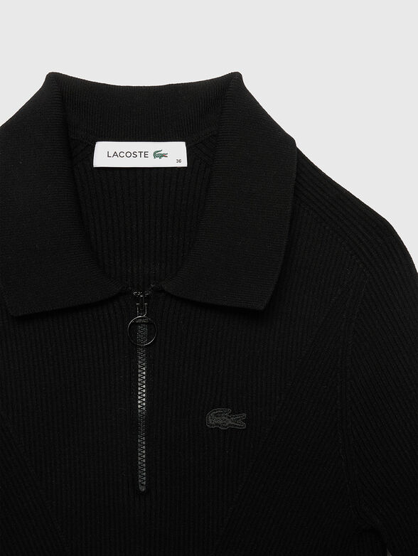 Knitted polo shirt in black  - 2