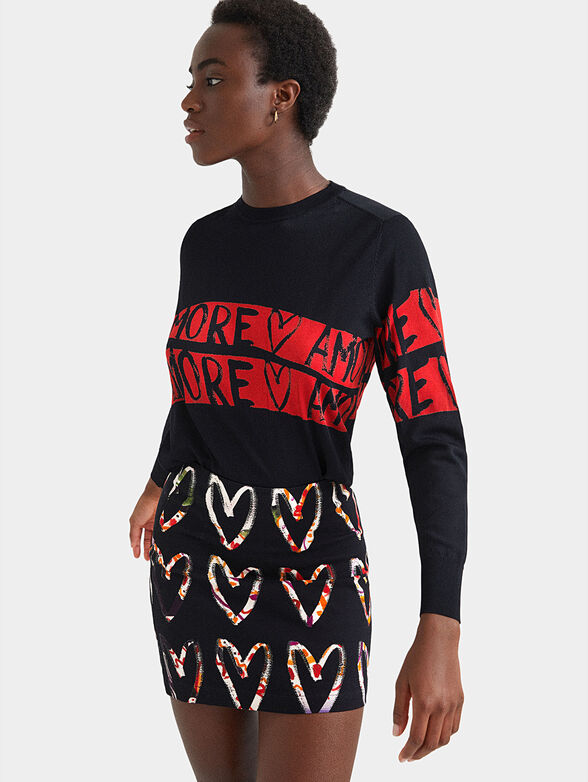 Mini-skirt cotton hearts print - 1