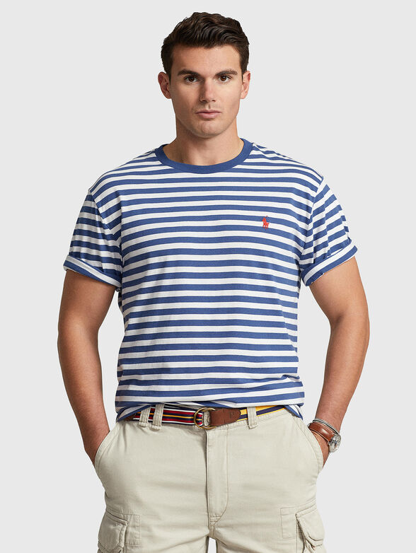 Cotton T-shirt with striped print - 1