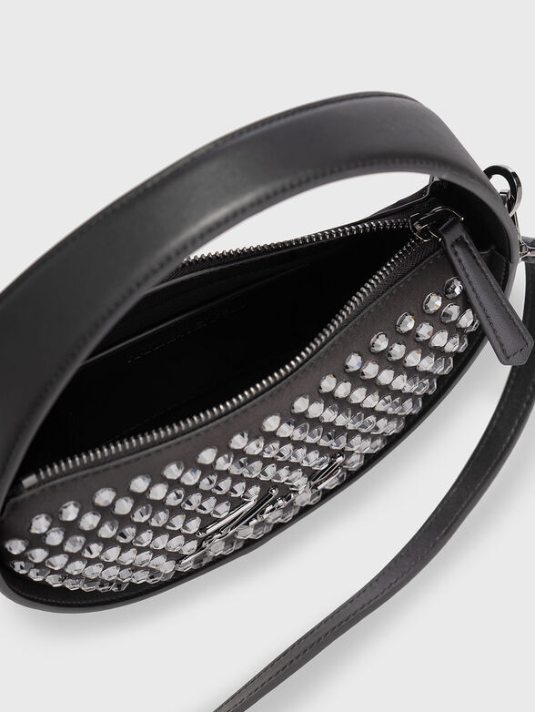 Leather crossbody bag with rhinestones - 6