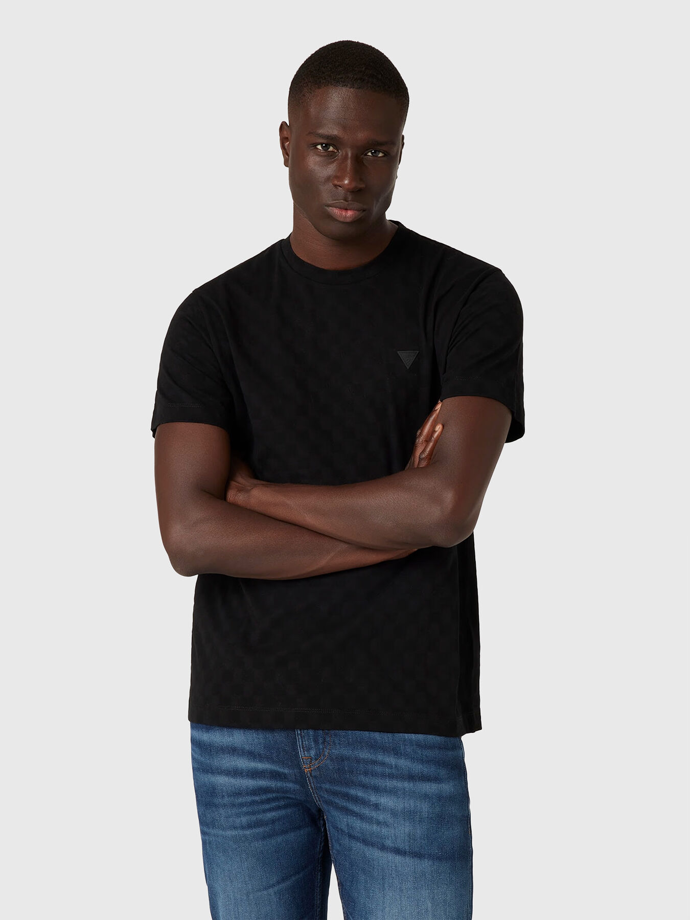 Guess round neck t shirt sales