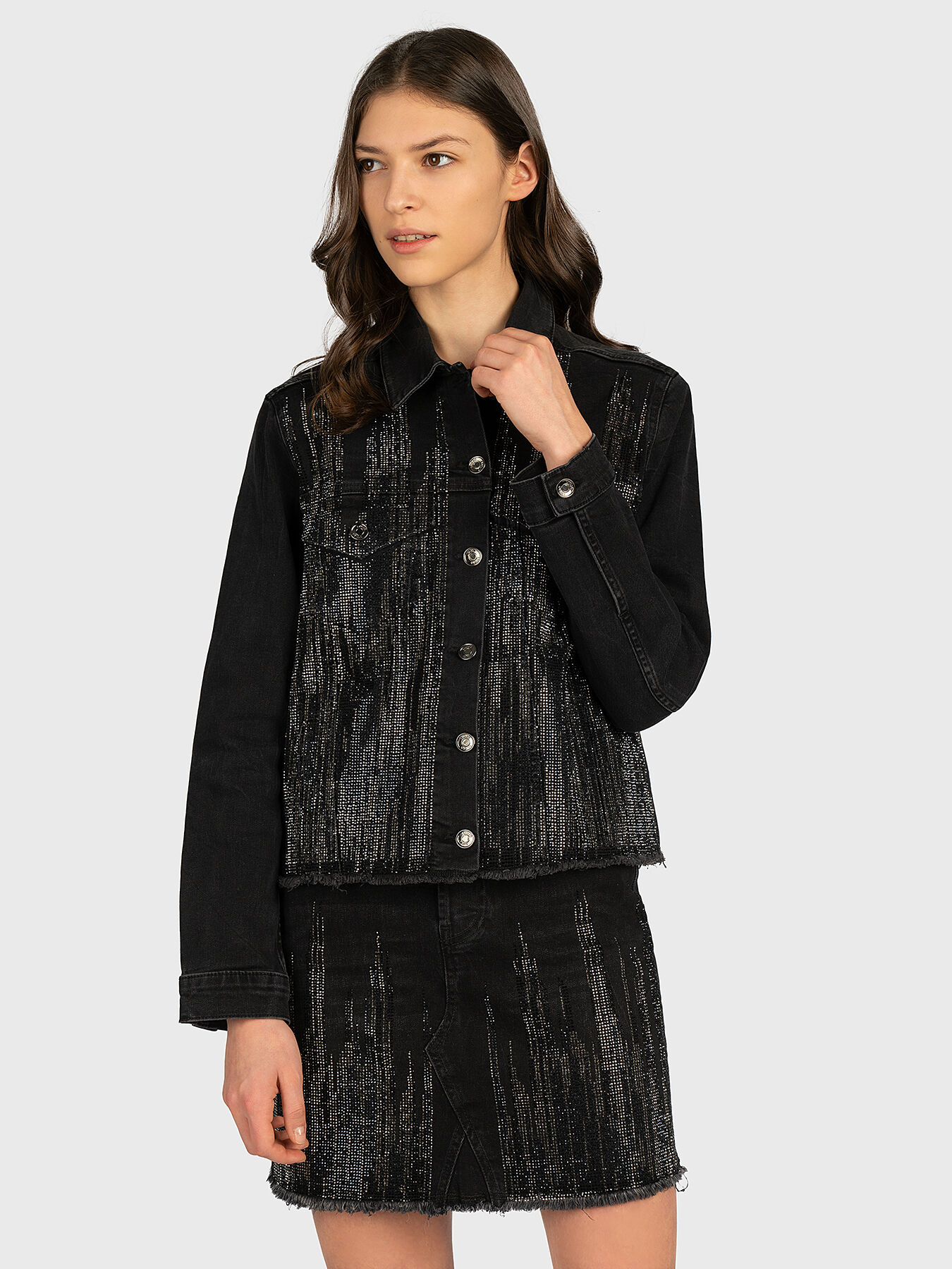 jean jacket with crystals