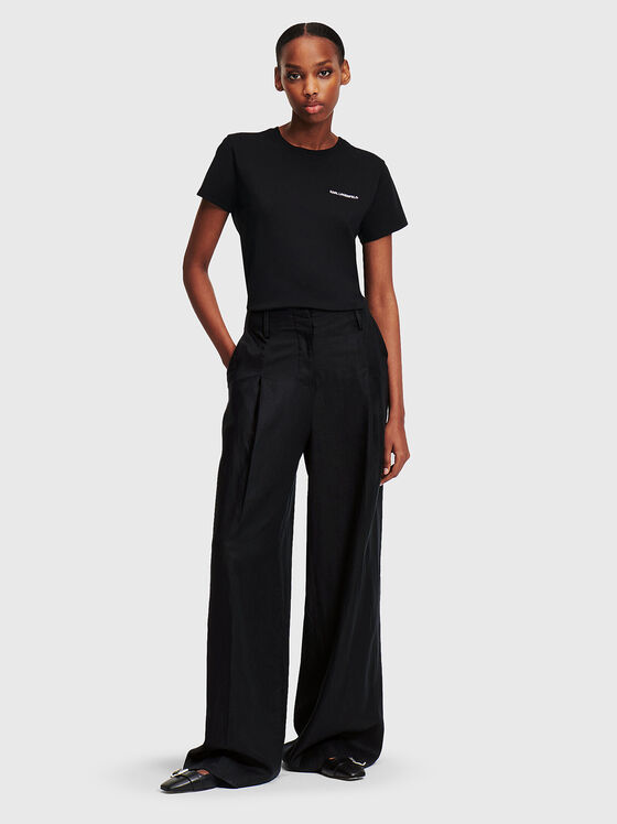 Черен панталон с широки крачоли - 1