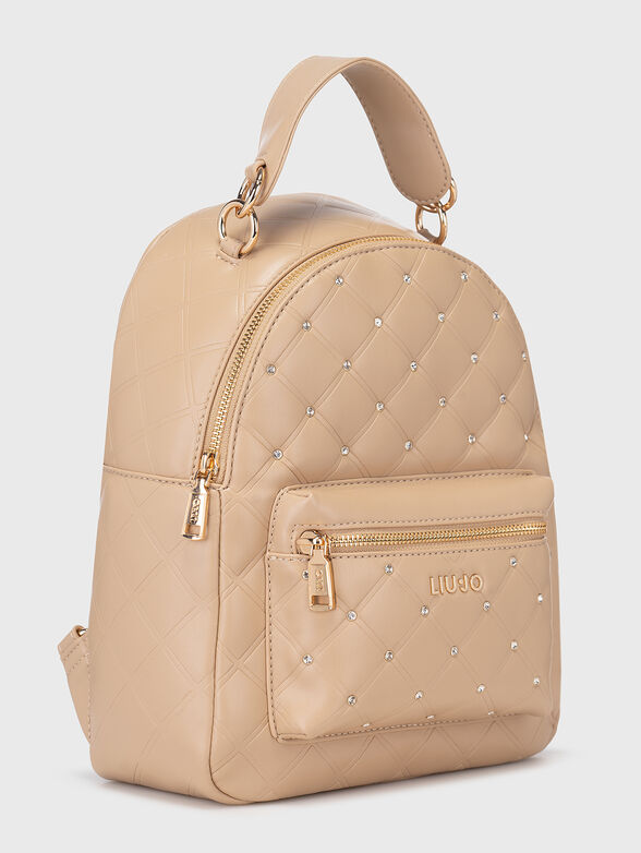 Crystal embellished backpack in beige - 3