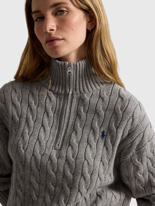 Zip-up sweater with ribbed knit - 4