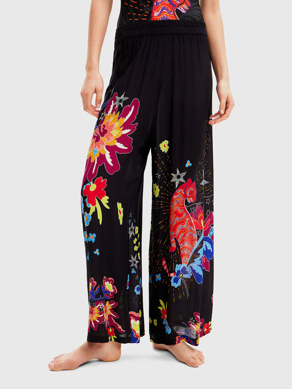 Viscose trousers with contrast print - 1