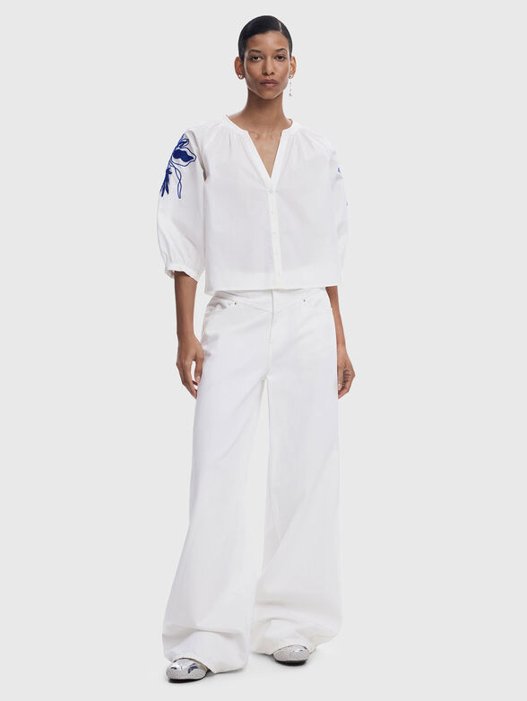 Cotton shirt with accent embroidery - 1