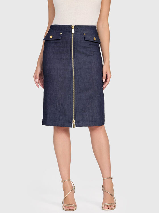 Denim midi pencil skirt - 1