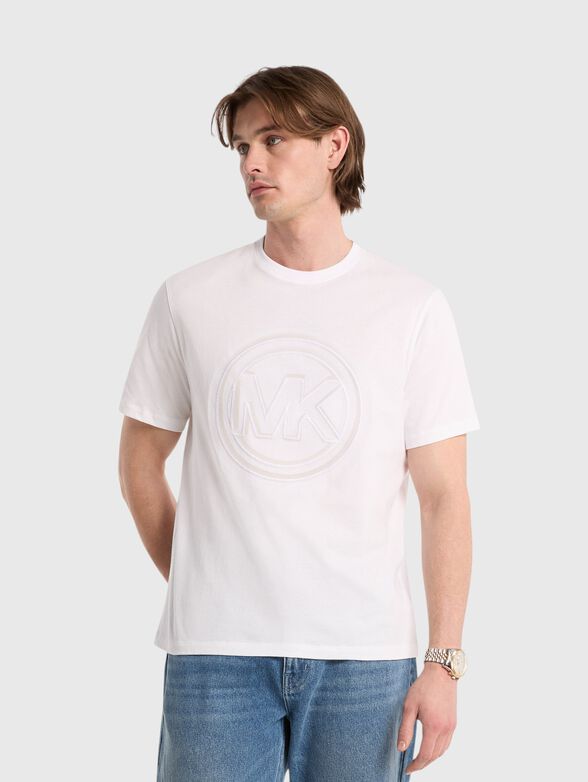 Beige T-shirt with embossed logo  - 1