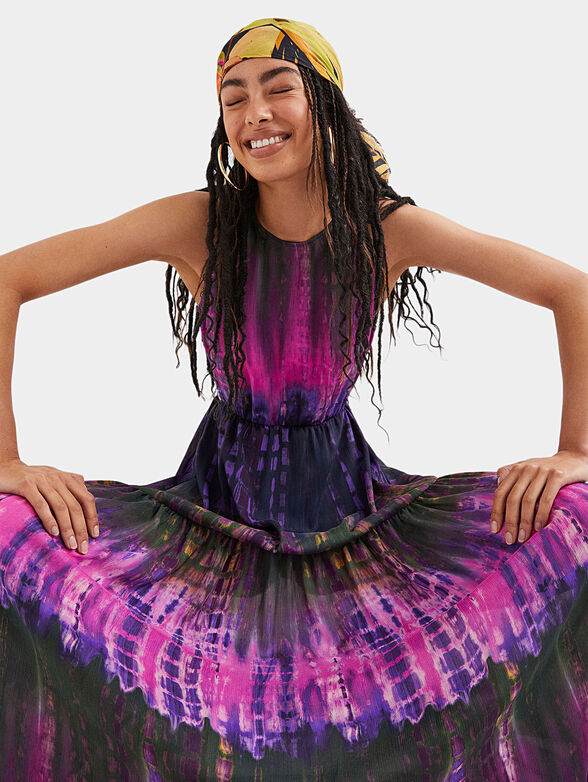 Maxi dress with multicolor tie-dye effect - 3