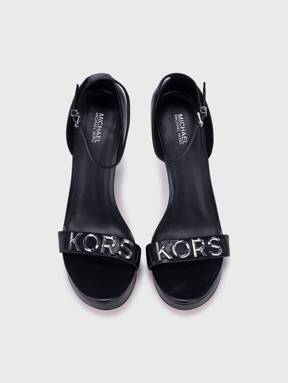JORDYN black sandals with metal logo lettering - 6