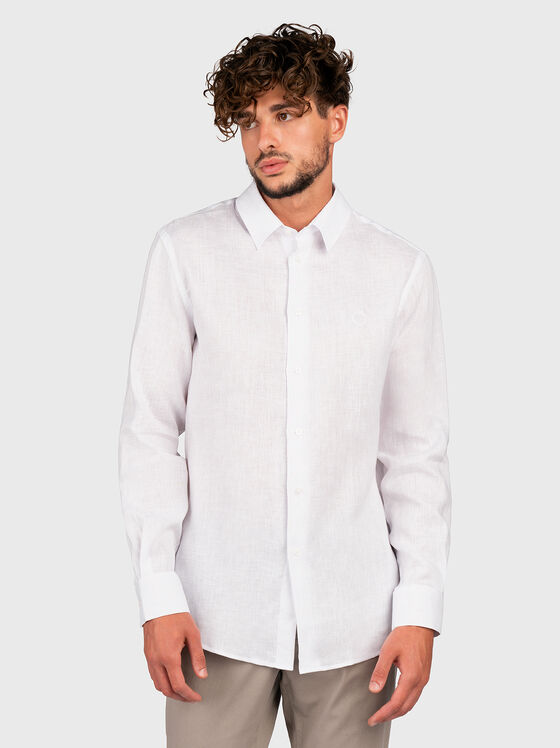 Linen shirt with embroidered logo - 1