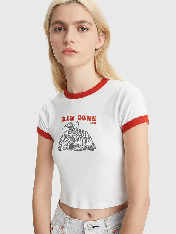 White T-shirt with accent print - 3