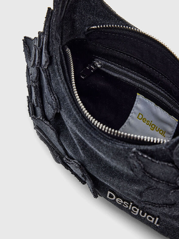 Small floral appliqué denim bag - 6