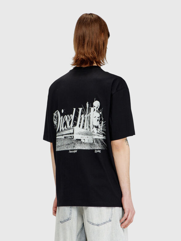 Black cotton T-shirt with a print on the back  - 2