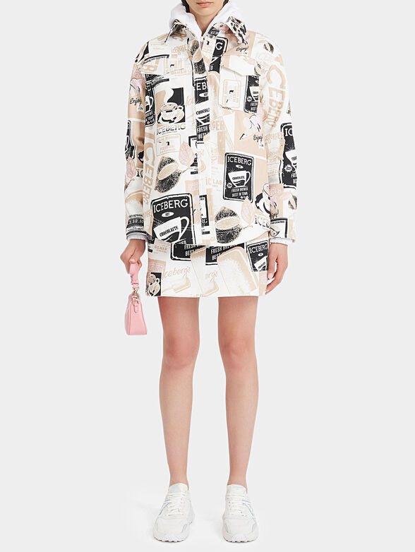 Denim oversize shirt with multicolor print - 2