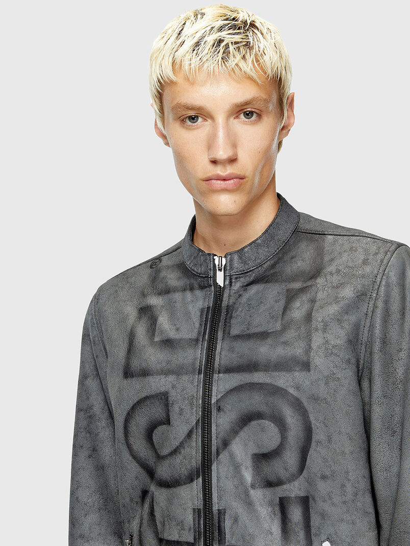 L-EVERT-A leather jacket with accent logo print - 3