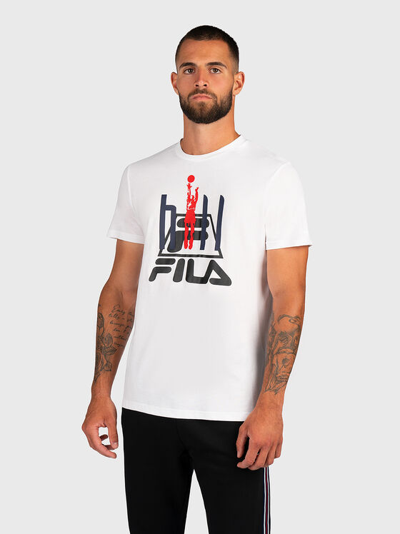 Памучна тениска FICO с лого принт - 1