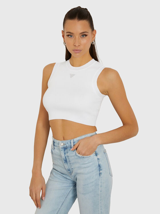 Бял топ с триъгълно лого - 1