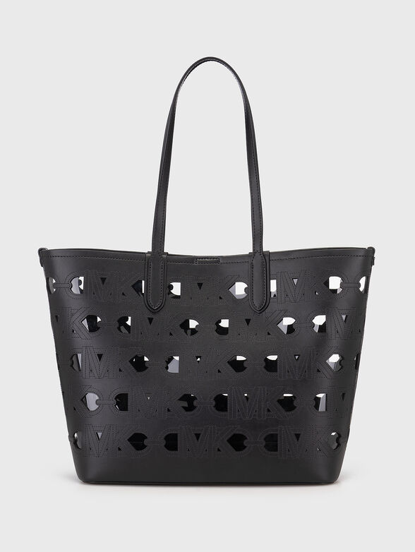 Perforated shopper bag in black  - 2