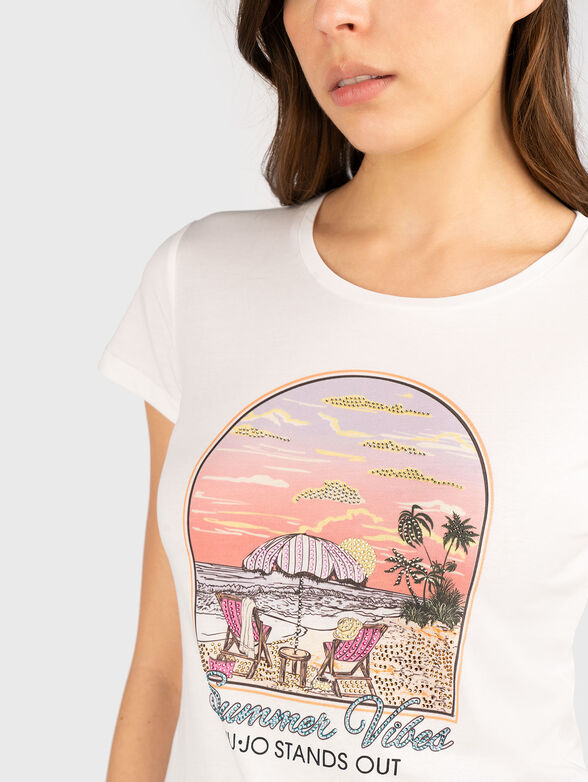 Cotton T-shirt with oval neckline - 4