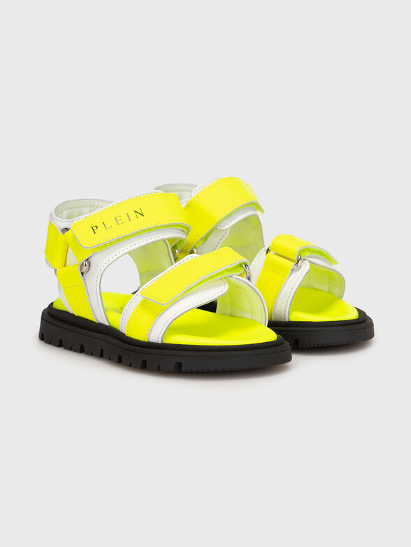 FUSBET leather sandals in neon yellow - 2