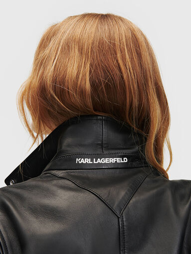 Leather biker jacket with detachable sleeves - 5