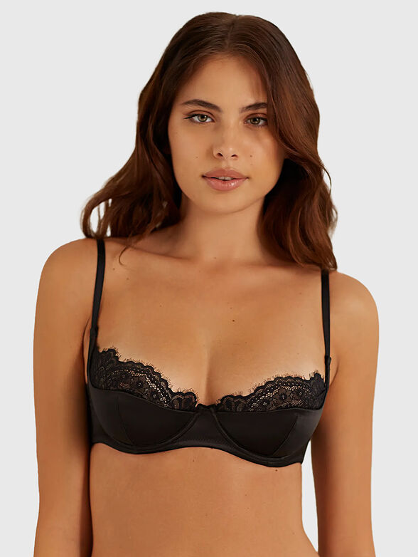 DELICACY black satin and lace bra - 1
