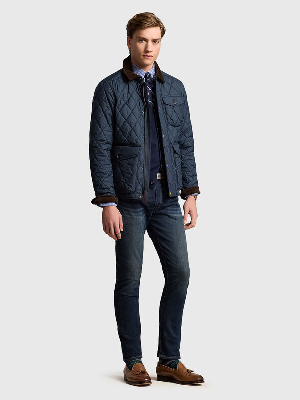 Navy blue jacket with a quilted effect - 2