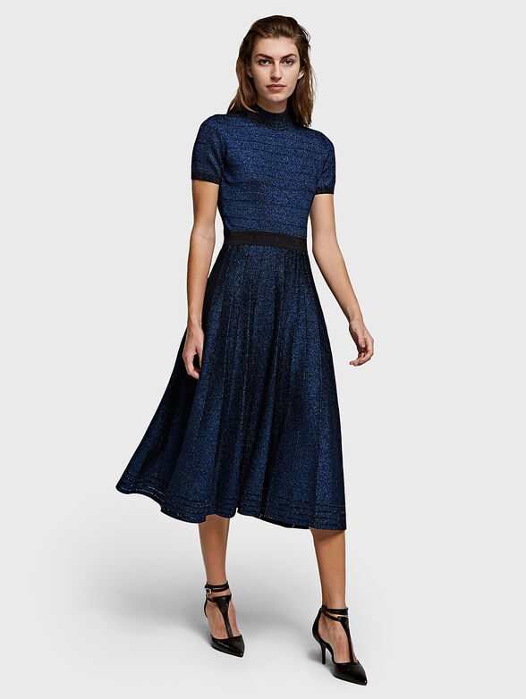 Blue midi skirt with sparkling threads - 1