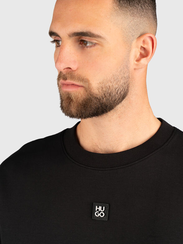 Black cotton sweatshirt with oval neckline - 4