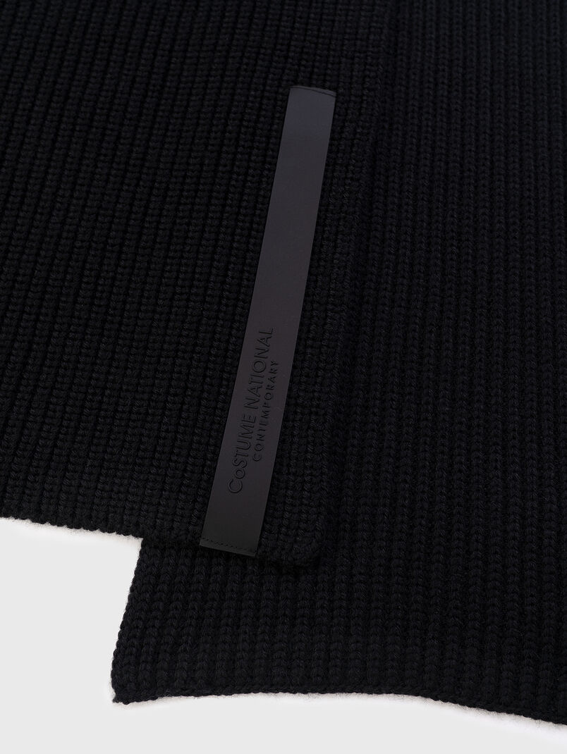 Black scarf in wool  - 3