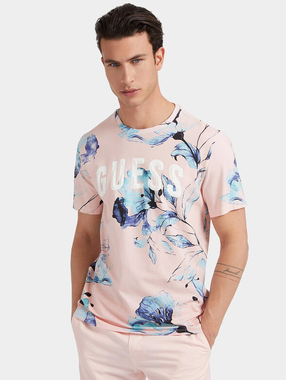 Natt T-shirt in blue color with floral accent - 1