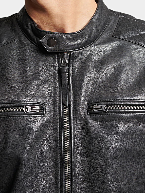 Leather biker jacket - 4
