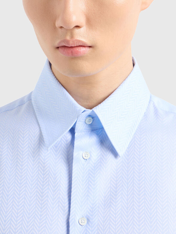 Cotton shirt with herringbone pattern - 4