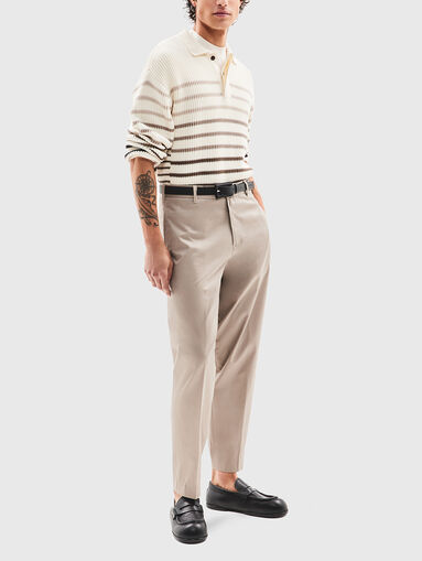Tapered cotton-blend trousers - 5