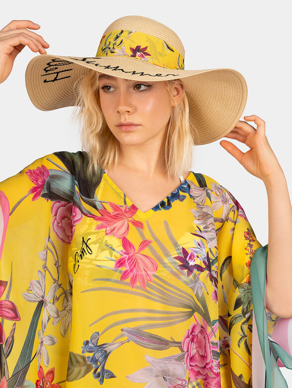 Wide-brimmed hat with inscription - 4