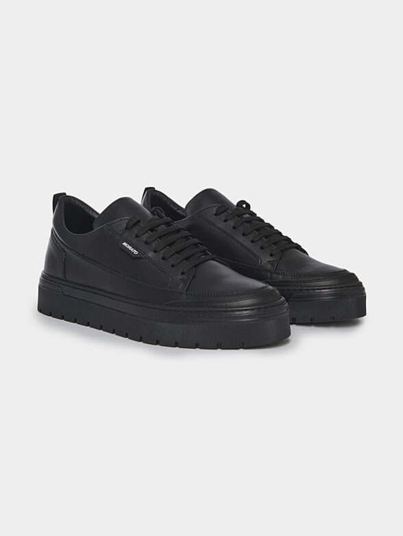 FLINT black leather sneakers - 2
