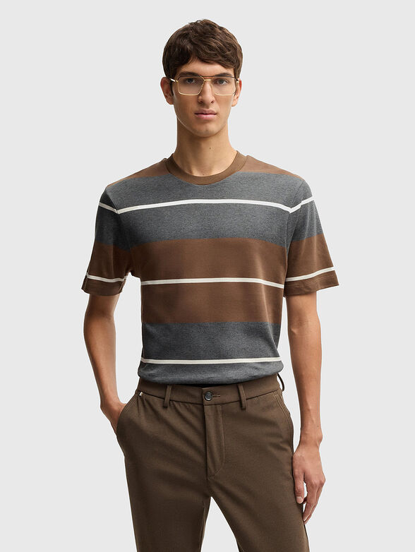 Cotton T-shirt with horizontal stripes - 1